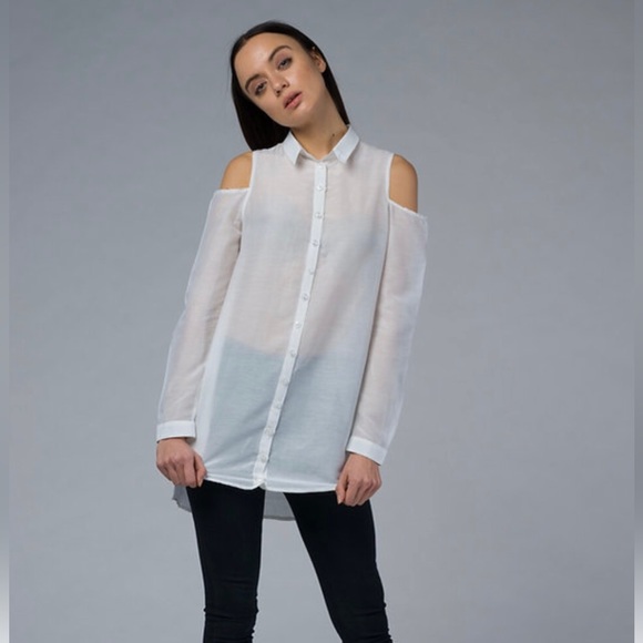 IMAIMA - TIARA - POLO NECK CUT OUT SHOULDERS 50% SILK/50% COTTON - US SIZE 6 - Picture 5 of 6